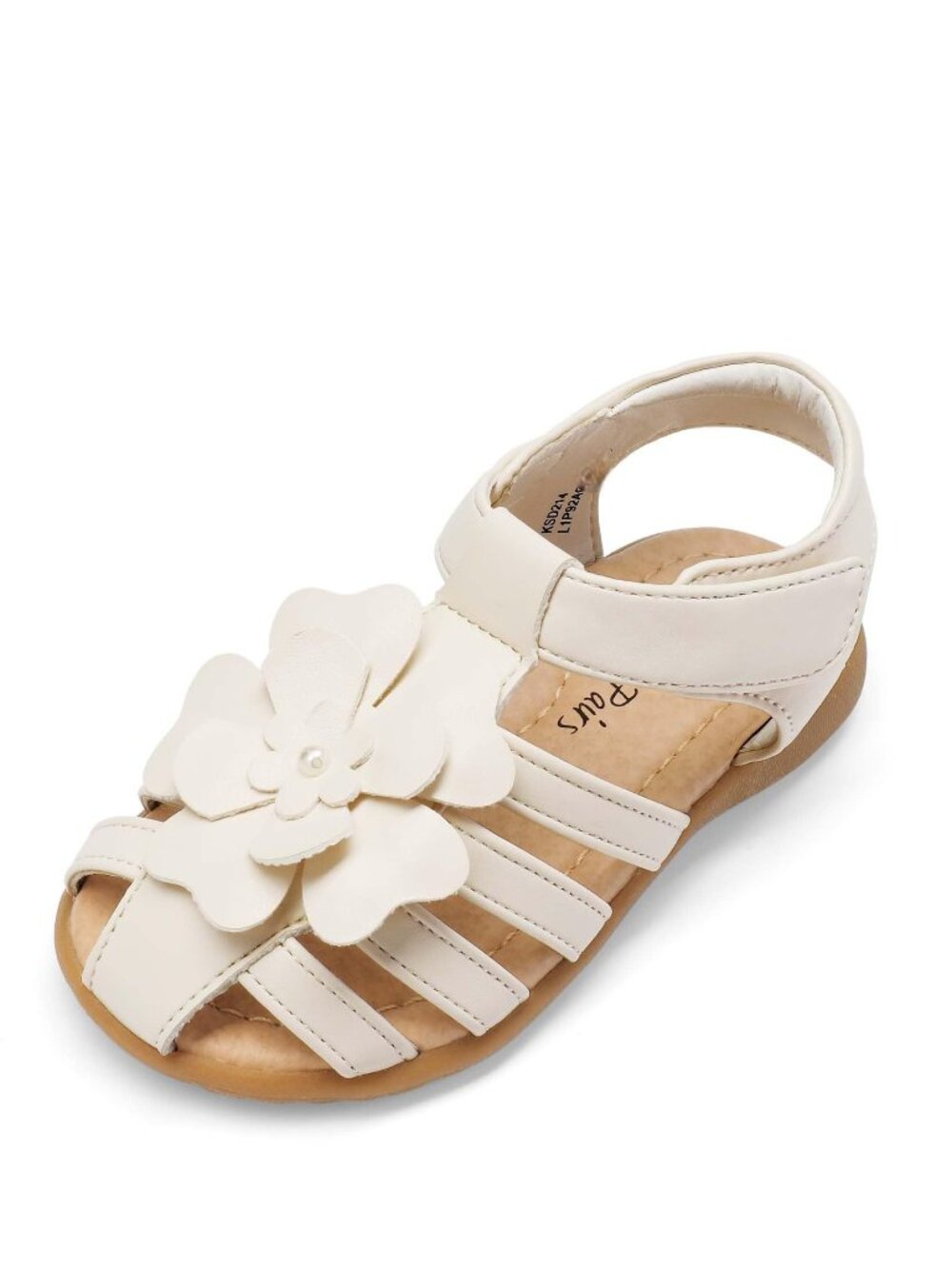 Dream Pairs Toddler Size 5 Sandals Closed-Toe Hook Loop Strap White Flower Shoes
